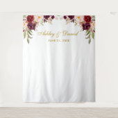 Bourgondische bloem bruiloft achtergrond foto boot wandkleed (Voorkant)