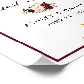 Bourgondische bloem bruiloft gast boek poster B (Hoek)