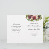 Bourgondische bloem bruiloft gevouwen programma (Staand voorkant)