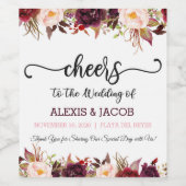 Bourgondische bloem bruiloft wijnfleslabel wijn etiket (Enkel label)