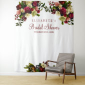 Bourgondische bloem bruiloftsshower fotocabine ach wandkleed (In situ)