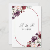 Bourgondische bloem Elegante bruiloft uitnodiging (Achterkant)