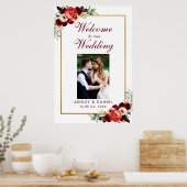 Bourgondische bloem goud boho bruiloft welkom foto poster (Keuken)
