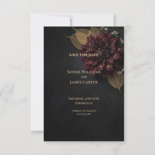 Bourgondische bloem gouden blad trouw save the dat date