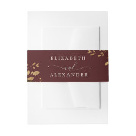 Bourgondische bloem gouden trouw uitnodigingen wikkel