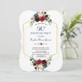 Bourgondische bloem gouden zeshoekige lijst 50ste  kaart (Staand voorkant)