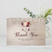Bourgondische bloem Mason Jar bruiloft Thank You Bedankkaart (Staand voorkant)