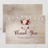 Bourgondische bloem Mason Jar bruiloft Thank You Bedankkaart (Voorkant / Achterkant)