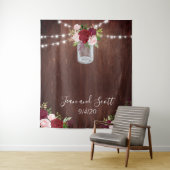 Bourgondische Bloem Mason Jar Trouwjurk Houten Lic Wandkleed (In situ)