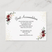 Bourgondische bloem met gouden gastaccommodatie informatiekaartje (Voorkant)