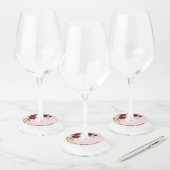 Bourgondische bloem roze bruidsdouche wijnglaslabel (Set)