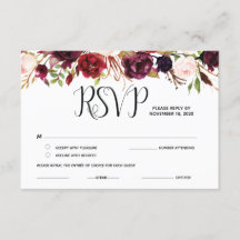 Bourgondische bloem RSVP, antwoord, antwoordkaarte