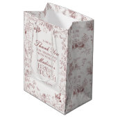 Bourgondische bloem toile de Jouy bruids brunch fa Medium Cadeauzakje (Voorkant Gekanteld)