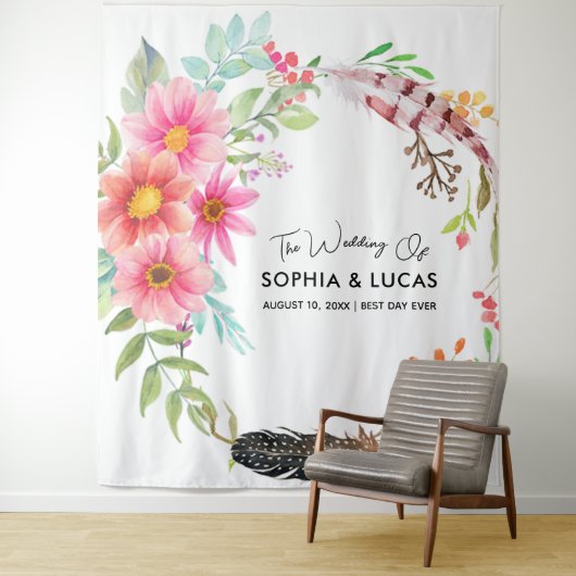 Bourgondische bloemachtergrond | Rustieke Photo Bo Wandkleed (In situ)