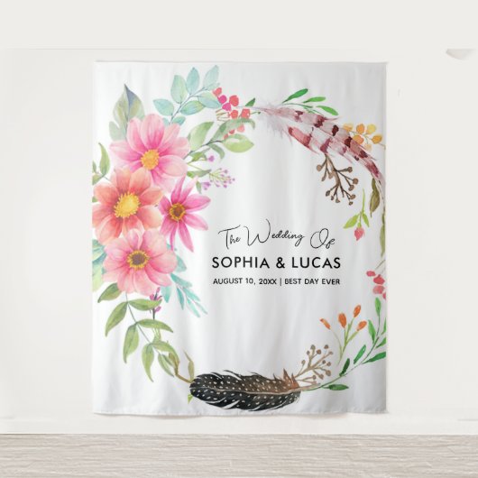 Bourgondische bloemachtergrond | Rustieke Photo Bo Wandkleed (Voorkant)