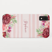 Bourgondische bloemblauwe strepen Waterverf monogr Case-Mate iPhone Case (Achterkant (horizontaal))