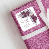 Bourgondische bloemboog bruidsdouche bedankt vierkante sticker