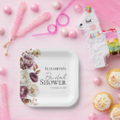 Bourgondische bloemboog herfst bruidsdouche papieren bordje (Feest)