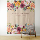 Bourgondische bloemen achtergrond | Rustieke photo Wandkleed (In situ)