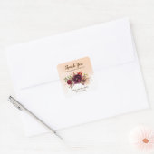 Bourgondische bloemen | Bedankt voor uw komende br Vierkante Sticker (Envelop)