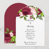 Bourgondische bloemen bruids douche uitnodiging (Voorkant / Achterkant)