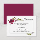 Bourgondische bloemen bruiloft receptie kaart (Voorkant / Achterkant)