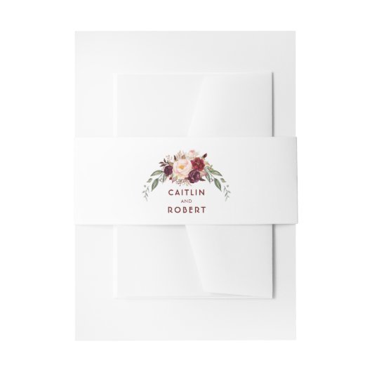 Bourgondische bloemen Elegant Uitnodigingen Wikkel (Voorkant Voorbeeld)