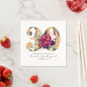 Bourgondische bloemen en gouden typografie 30e ver servet (Insitu)
