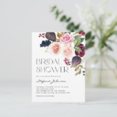 Bourgondische bloemen en vijgen Herfst Vrijgezelle Uitnodiging Briefkaart (Staand voorkant)