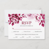 Bourgondische bloemen en waterverf wassen bruiloft RSVP kaartje (Voorkant)