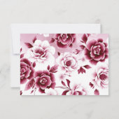 Bourgondische bloemen en waterverf wassen bruiloft RSVP kaartje (Achterkant)