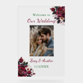 Bourgondische bloemen, gebladerte en parels gepers acryl bord (Voorkant)