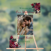 Bourgondische bloemen, gebladerte en parels gepers acryl bord (Neutraal)