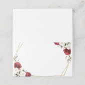 Bourgondische bloemen geometrische bruiloft plaats plaatskaartje (Buitenkant ongevouwen)