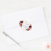Bourgondische bloemen geometrische bruiloft Save t Vierkante Sticker (Envelop)