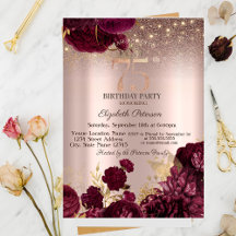 Bourgondische Bloemen Glitter Roze Goud 75e Verjaa