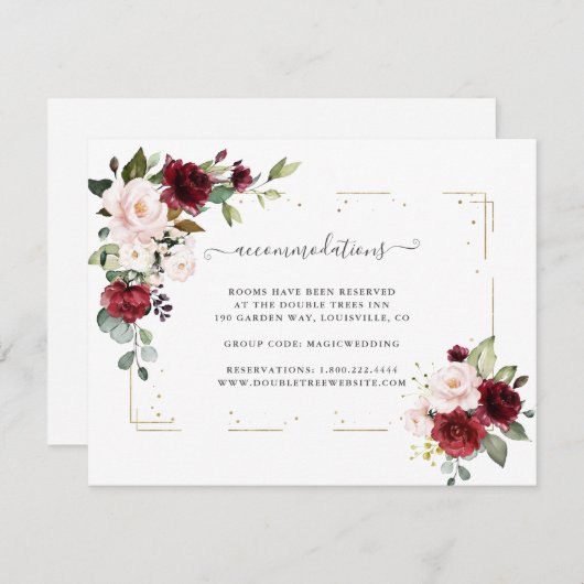 Bourgondische Bloemen Goud Trouw Accommodaties Informatiekaartje (Voorkant / Achterkant)