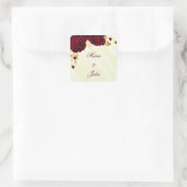 Bourgondische bloemen gouden bladeren vierkante sticker (Tas)