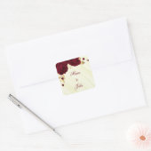 Bourgondische bloemen gouden bladeren vierkante sticker (Envelop)