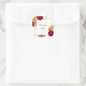 Bourgondische bloemen & gouden bladeren wit dank u vierkante sticker (Tas)