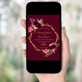 Bourgondische bloemen gouden geometrische boho bru kaart