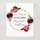 Bourgondische bloemen gouden verjaardag Save the D (Voorkant)