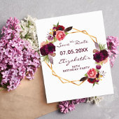 Bourgondische bloemen gouden verjaardag Save the D