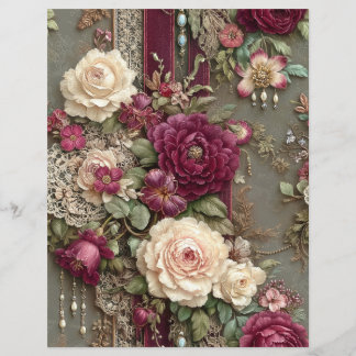 Bourgondische Bloemen Junk Journal Scrapbook Papie