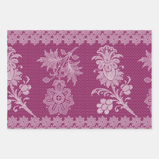 Bourgondische bloemen kant bruiloftsdouche inpakpapier vel (Voorkant 3)