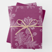 Bourgondische bloemen kant bruiloftsdouche inpakpapier vel (In situ)