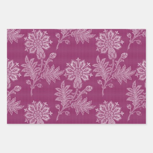 Bourgondische bloemen kant bruiloftsdouche inpakpapier vel (Voorkant)