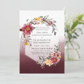 Bourgondische Bloemen Katholieke Huwelijksmis Trou Kaart (Staand voorkant)