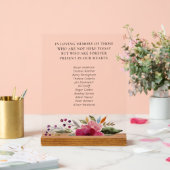 Bourgondische bloemen klasse reünie herdenkingsnam acryl bord (Huwelijk)