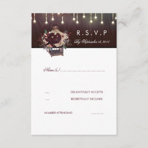 Bourgondische bloemen Lanter Rustieke bruiloft RSV RSVP Kaartje